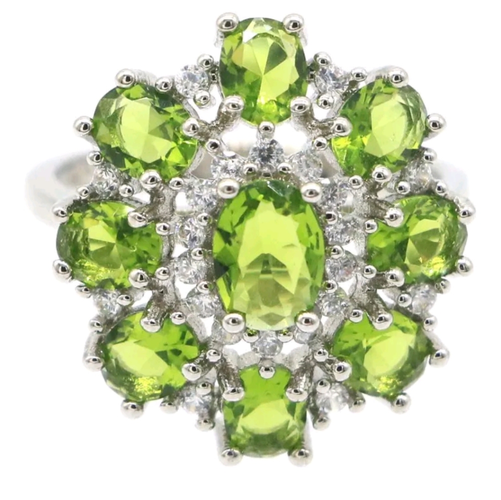 New peridot cz sterling silver ring
